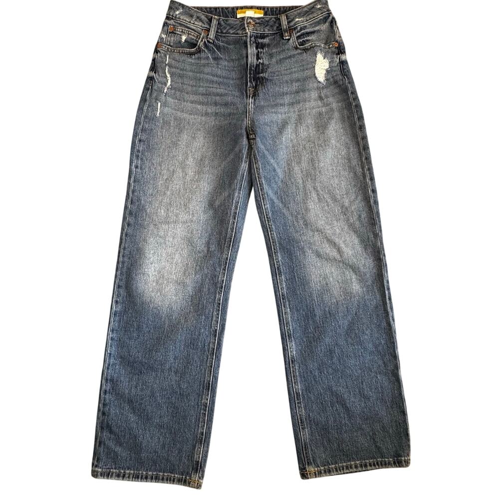 Maurices Goldie Blues Cheeky Wide Leg Jeans Women's Distressed Med Wash Denim 10 - Picture 2 of 10